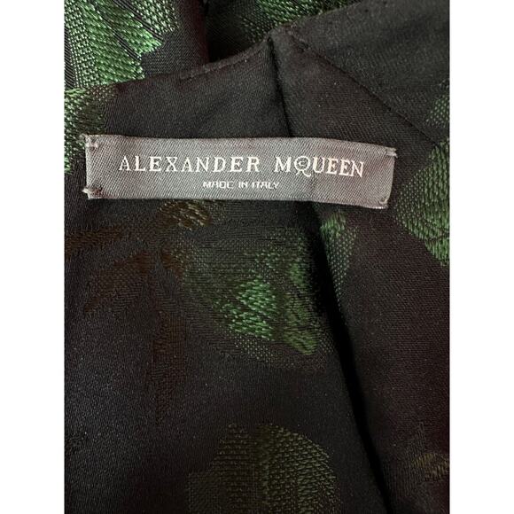 Alexander McQueen Brocade Black Green Cocktail Fit Flare Mini Dress Sz 38 US XS - Picture 10 of 16